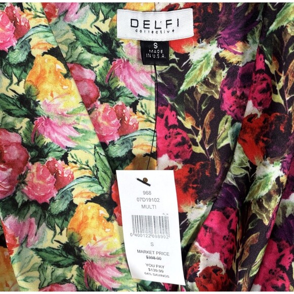 Delfi Collective Rita Mixed Print Pleated Twist Midi Dress Size S Ditsy Artsy - Picture 8 of 16